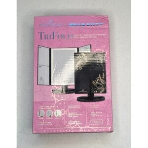 Hello Kitty Impressions Black Tri Fold Vanity Mirror LED Magnification New